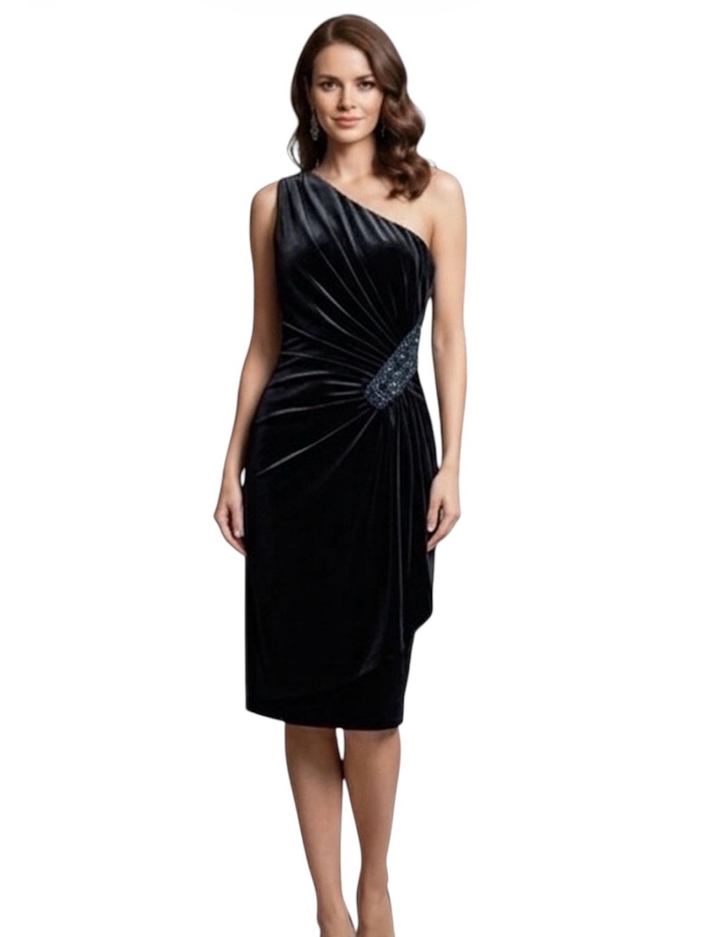 eliza j cocktail dresses | | Eliza J Black Oneshoulder Velvet Dress With Side Crystal Detail 42 length Polyester/Spandex Dry Color:Fox / Fox Macys setitem-18915-18918 Plus Size Casual Maxi